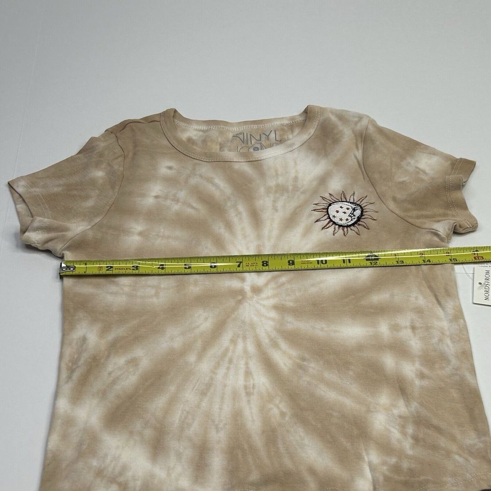 Vinyl Icons Women's Tan Tie-dye Crop Top Size Small NWT w/Few Marks Sun Moon - Picture 4 of 12